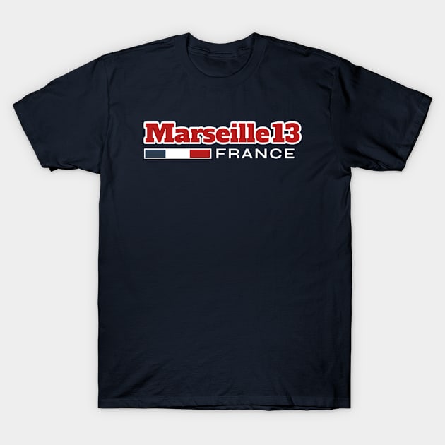 Marseille 13 France Retro T-Shirt by urban-wild-prints